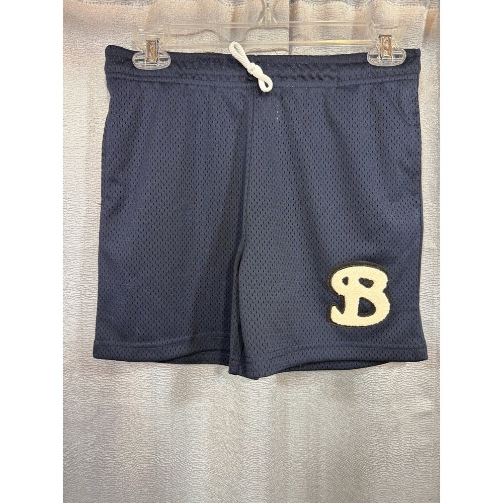 BKTSQD Navy Blue Mesh Athletic Shorts Youth XL Chenille B Patch Varsity YA31SS26